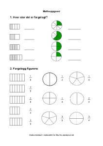 brøk enkel matteoppgaver tegning sirkel fargelegg 3 trinn-thumbnail