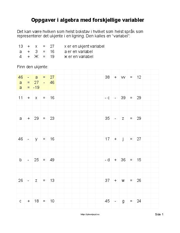 Planetpsyd - Matteoppgaver Til Utskrift - Side 2 - Kunnskap Er Makt!