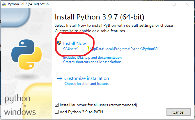 strat installsjon av Python